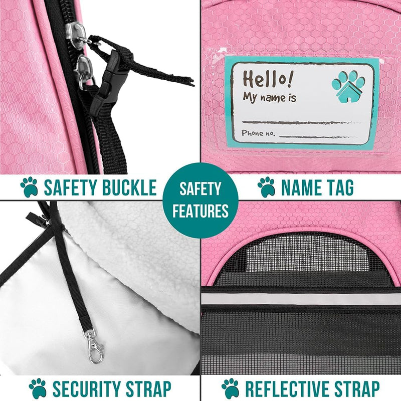 Pet Carrier for Cats and Small Dogs - Airline Approved - Soft-Sided - Ventilated - Large Pink