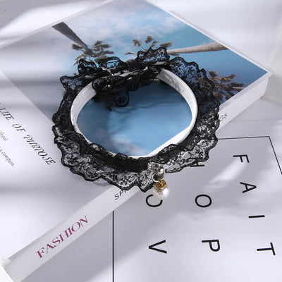 Adjustable Cat Collar with Bell and Cute Lace Design