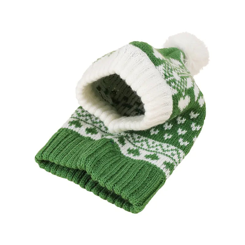 Christmas Heart Snowflake Reindeer Knit Hat for Pets