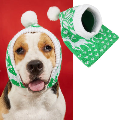 Christmas Heart Snowflake Reindeer Knit Hat for Pets