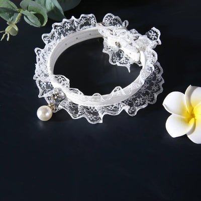 Adjustable Cat Collar with Bell and Cute Lace Design
