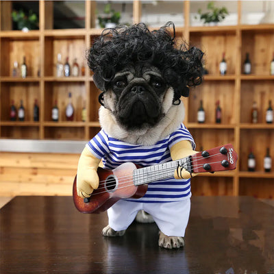 Pet Dog Guitarist Costume for Funny Dress-Up
