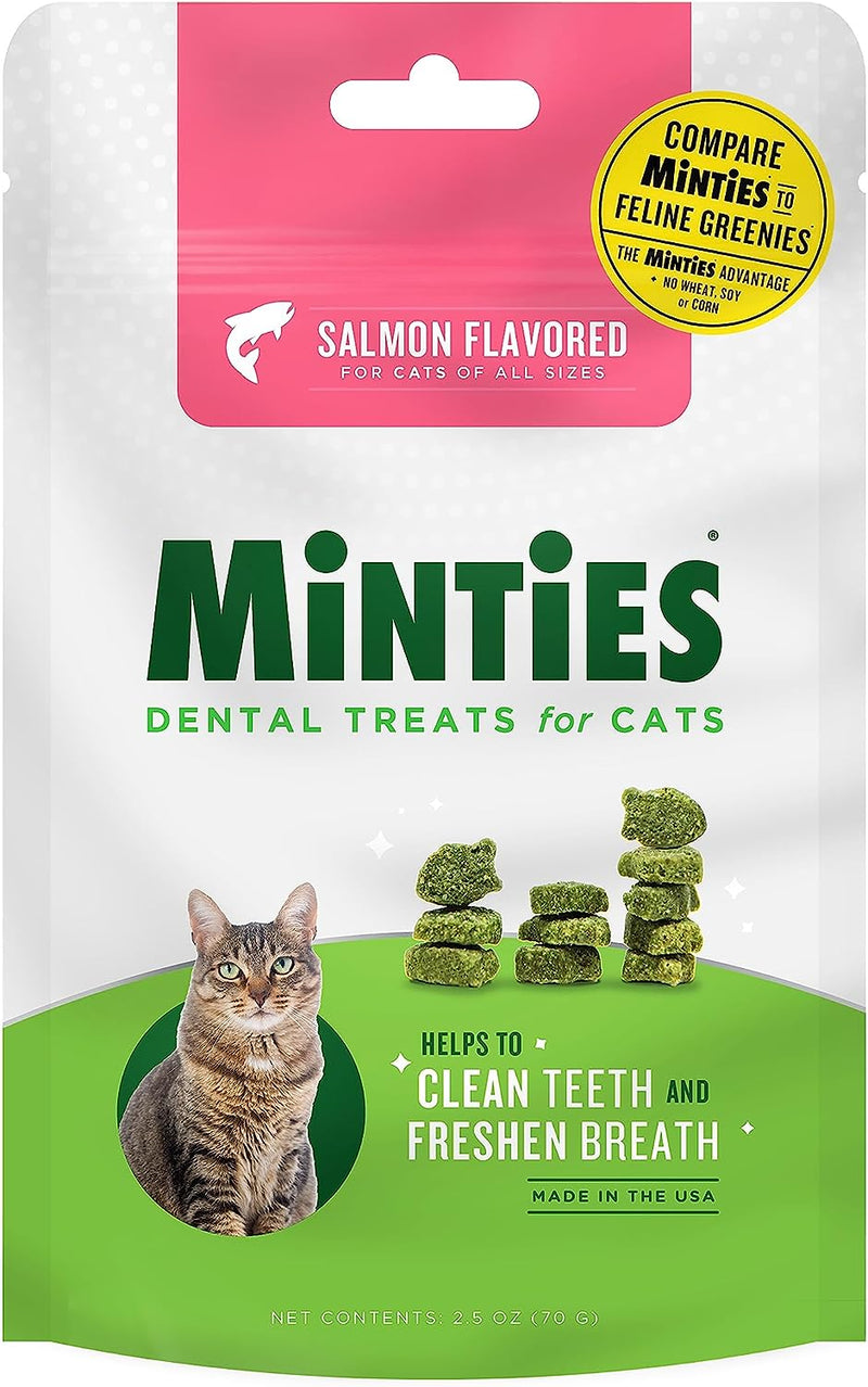 Dental Treats for Cats, (Chicken/Salmon) Flavored Treats for Cats, Freshens Breath and Controls Tartar, 2.5Oz