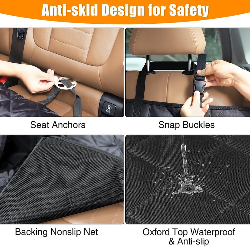 Dog Car Seat Cover for Back Seat, 100% Waterproof Dog Seat Cover with Mesh Window, Anti-Scratch Nonslip Durable Soft Pet Dog Car Hammock for Cars Trucks and SUV