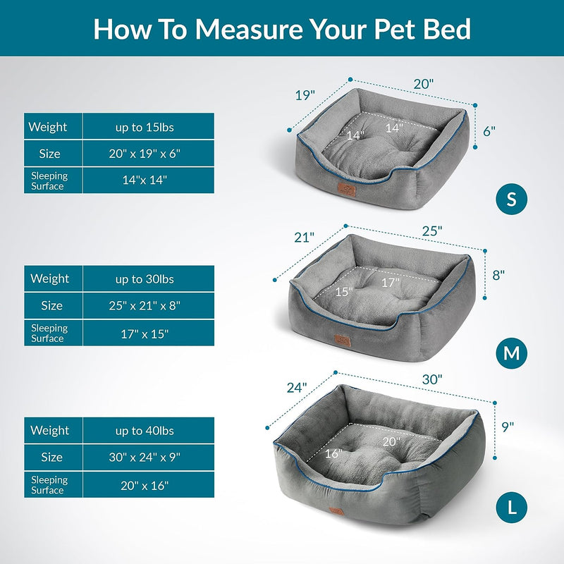 Dog Beds for Small Dogs - Beds for Indoor Cats, Rectangle Cuddle Small Bed Washable with Anti-Slip Bottom, 20 Inches, Grey