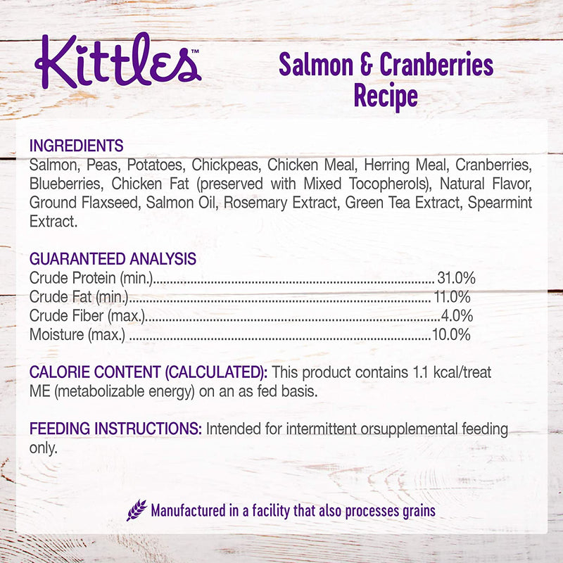 Wellness Kittles Natural Grain Free Cat Treats, Salmon & Cranberries, 6-Ounce Bag