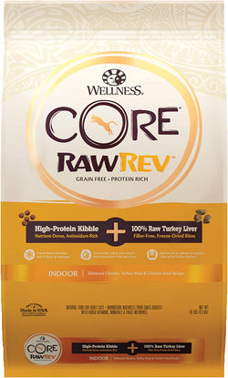 Wellness CORE Rawrev Grain-Free Indoor Recipe with Freeze-Dried Turkey Liver Dry Cat Food, 10 Pound Bag