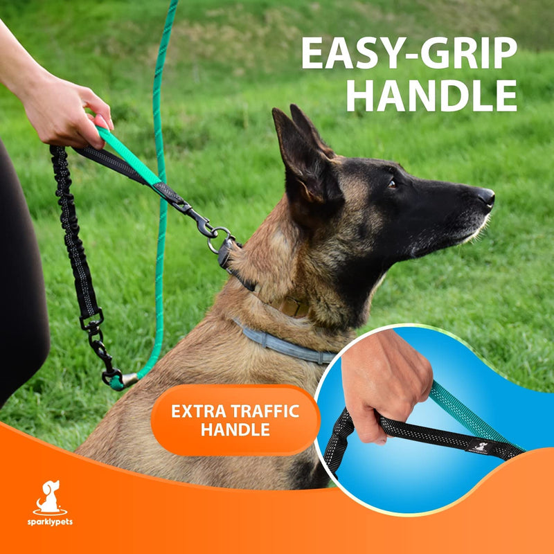 Heavy Duty Rope Bungee Leash for Large and Medium Dogs with Anti-Pull for Shock Absorption - No Slip Reflective Leash for Outside