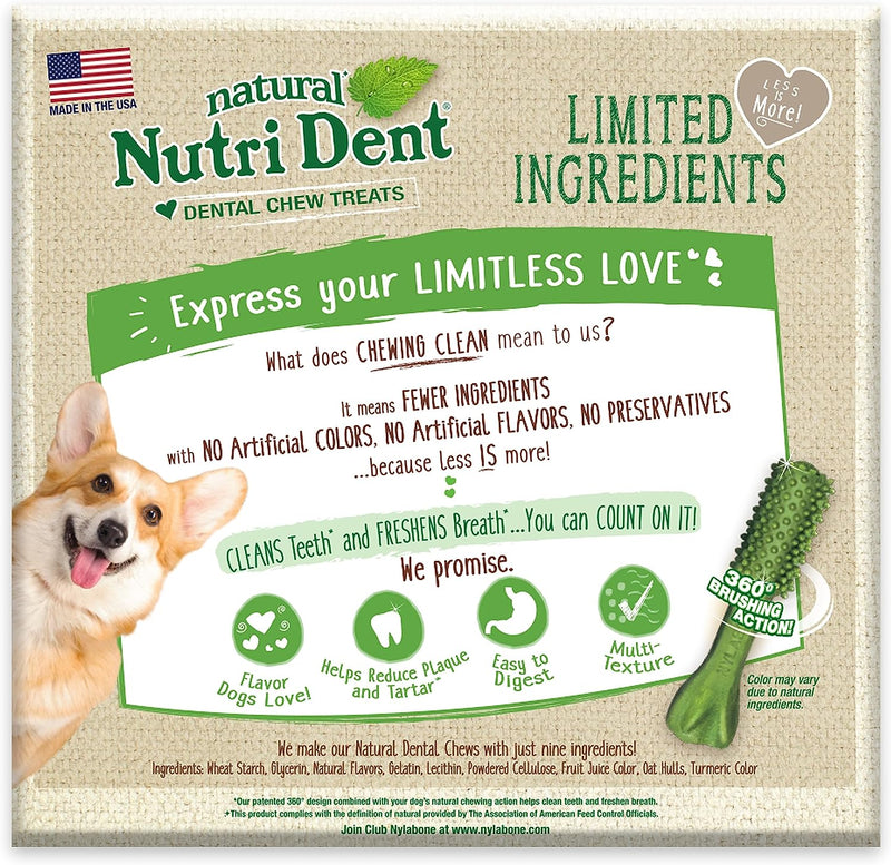 Nutri Dent Dog Dental Treats - Natural Dog Teeth Cleaning & Breath Freshener - Dental Treats for Dogs - Fresh Breath Flavor, Medium (40 Count)