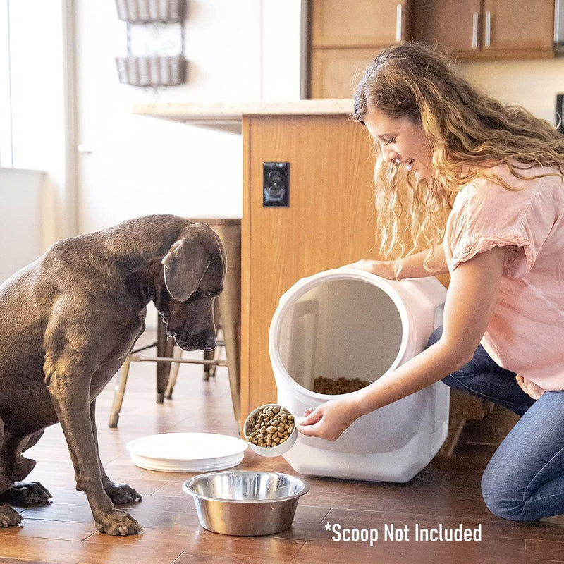 Vittles Vault Stackable Dog Food Storage Container with Airtight Lid, up to 35-40 Pounds Dry Pet Food Storage,Off-White, Made in USA