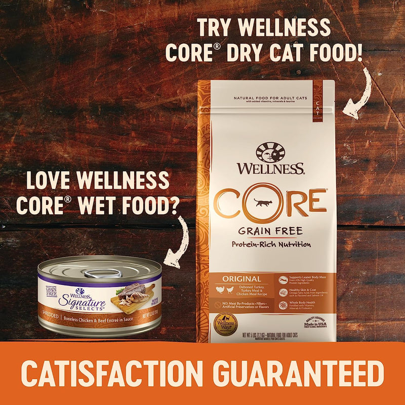 Wellness CORE Grain-Free Signature Selects Wet Cat Food, Natural Protein-Rich Recipe, Made with Real Flaked Tuna & Salmon, 5.3Oz Cans (Pack of 12)