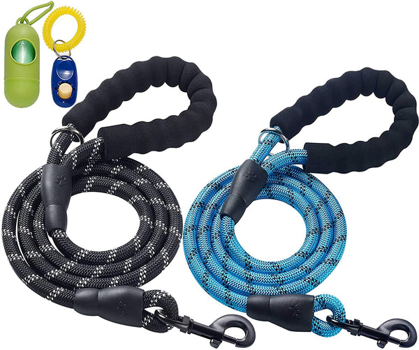 2 Pack 5 FT Heavy Duty Dog Leash with Comfortable Padded Handle Reflective Dog Leashes for Medium Large Dogs