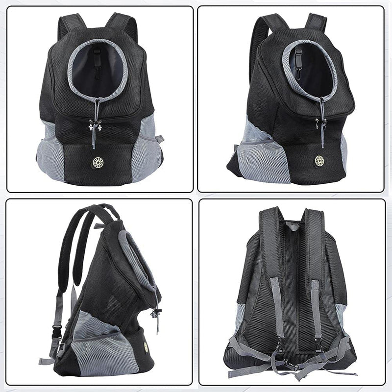 Dog Backpack, Puppy Backpack, Pet Carrier Backpack Small Dog Backpack Carrier Pet Travel Carrier Dog Front Carrier with Breathable Head Out Design and Padded Shoulder for Hiking Outdoor Travel(S)